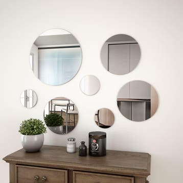 vidaXL Wandspiegelset rond glas 7-delig, Verzenden, Nieuw