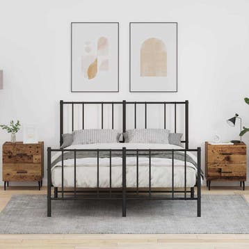 vidaXL Nachtkastje 2 st Oudhout 40 x 35 x 47,5 cm Bewerkt, Minder dan 45 cm, Verzenden, Nieuw, Minder dan 55 cm
