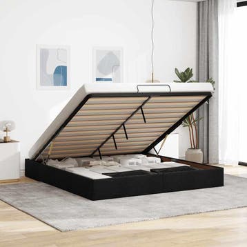 vidaXL Bedframe zonder matras 200x200 cm stof zwart, Verzenden, Zwart, Overige maten, 200 cm