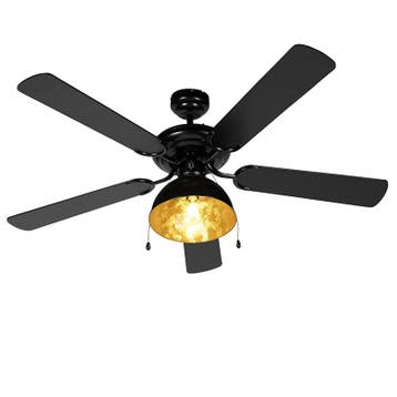Plafondventilator zwart met beige 130cm met trekschakelaar, Verzenden, Nieuw, Industrieel