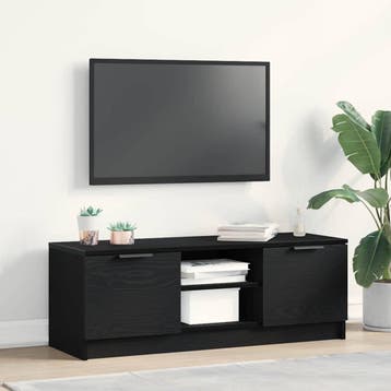 vidaXL TV-kast 102 x 32 x 35.5 cm Zwart Eiken Bewerkt hout, Minder dan 50 cm, Verzenden, Nieuw, Minder dan 100 cm