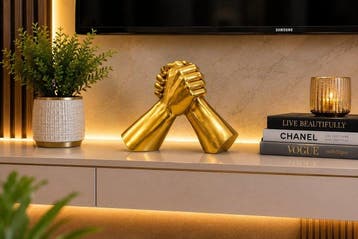 sculptuur, Luxury Gold Handshake Sculpture Symbol of Unity, Antiek en Kunst