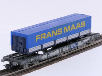 Schaal H0 Roco 46360 Taschenwagen met Frans Maas trailer..., Hobby en Vrije tijd, Gebruikt, Gelijkstroom, Overige typen, Ophalen of Verzenden