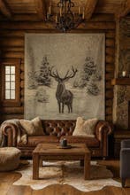 Wandtapijt in Jacquard van Alpaca Majestueus hert onder de