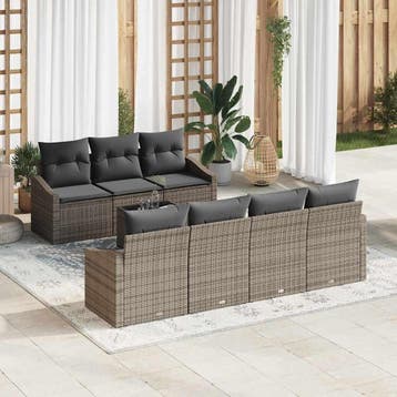 vidaXL Bankstel 8 st Grijs poly rattan, Verzenden, Nieuw, Rotan, 8 zitplaatsen