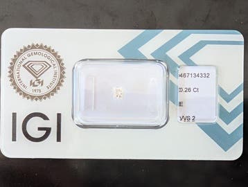 1 pcs Diamant (Natuurlijk) - 0.26 ct - E - VVS2 -, Nieuw