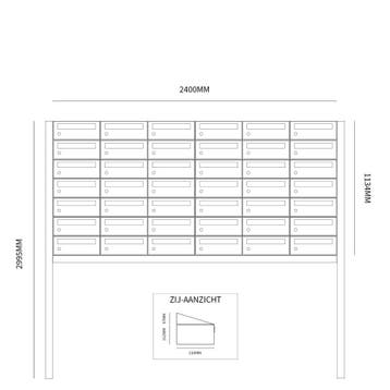 Brievenbusunit Hive set vrijstaand 6-breed, 7-hoog - zwart, Verzenden, Nieuw