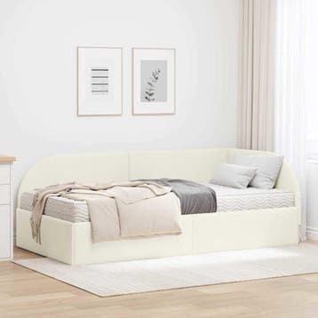 vidaXL Hoekbedframe met Matras 2 st Crème 80 x 200 cm, Eenpersoons, Verzenden, Nieuw, Crème