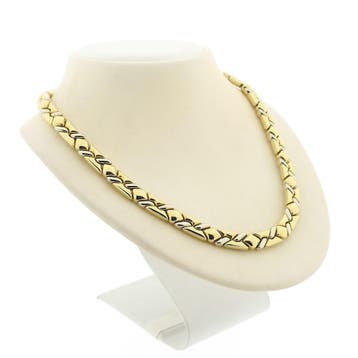 Chimento bicolor gouden collier (Ketting), Ophalen of Verzenden, Gebruikt, Goud, Goud