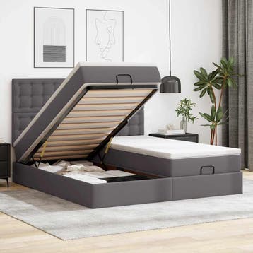 vidaXL Ottoman bed met matrassen en LEDs 200x200cm, Overige materialen, Verzenden, Overige maten, 200 cm