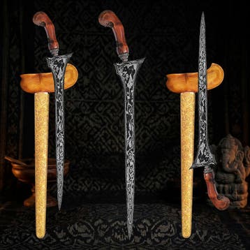 Antieke Brojol kris, keris - 17de eeuw - Gouden pendok, Antiek en Kunst, Ophalen of Verzenden