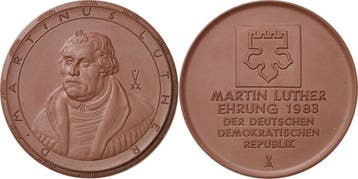 Braune Porzellanmedaille 1983 Reformation-ereignisse en J..., Verzenden