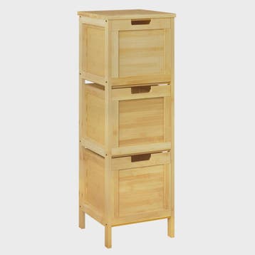 Bamboe badkamerkast met 3 lades - 30x90x30cm - Staand opberg, Verzenden, Nieuw