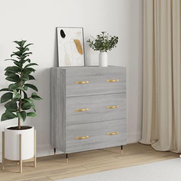 vidaXL Dressoir 69,5x34x90 cm bewerkt hout grijs sonoma, Verzenden, Nieuw, 50 tot 100 cm, 25 tot 50 cm