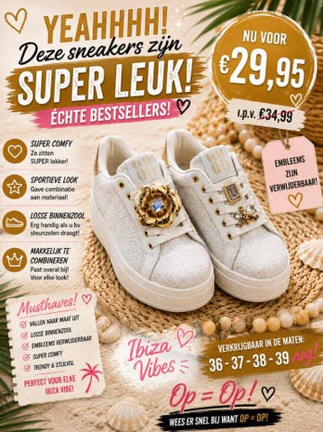 Embleem Sneakers Beige Rose NIEUWE COLLECTIE, Kleding | Dames, Schoenen, Ophalen of Verzenden, Nieuw, Beige, Sneakers of Gympen