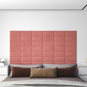 vidaXL Wandhoofdbord 12 pcs Roze Fluweel, Verzenden, Nieuw, Stof