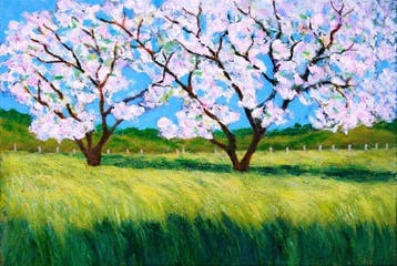 Ecole post-impressionniste française - Verger en fleurs