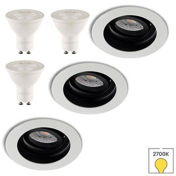 Set van 3 inbouwspots Moreda wit met zwart + LED spots GU10, Verzenden, Nieuw, Overige typen