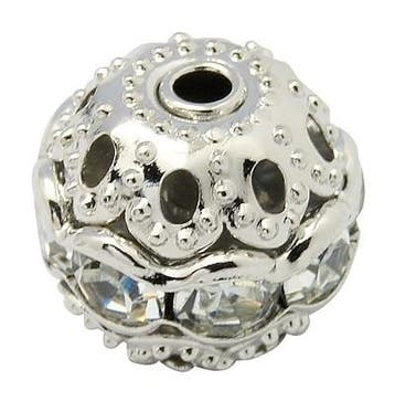 1 x Metalen filigraan kralen zilverkleur met kristal stra..., Ophalen of Verzenden, Nieuw, Kraal