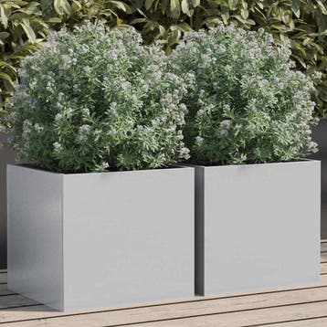 vidaXL Plantenbakken 2 st 32x30x29 cm gegalvaniseerd staal, Verzenden, Nieuw, Metaal