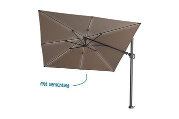 Platinum Challenger Zweefparasol T2 Premium Glow 3x3 m. -, Verzenden, Nieuw, Zweefparasol, Kantelbaar