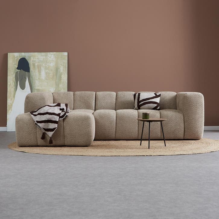 *WOONWINKEL* Design Bank Beige Hoek Links, Huis en Inrichting, Banken | Bankstellen, Nieuw, Verzenden
