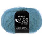 DROPS Kid-Silk Uni Colour - 27 petrolblauw - Mohair Garen, Ophalen of Verzenden, Nieuw