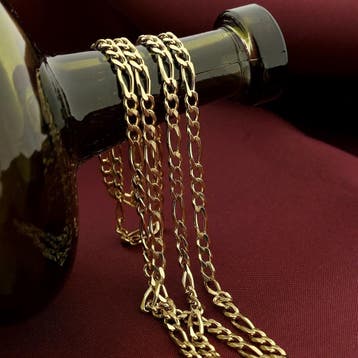 Gouden lange Figaro schakelketting, Ophalen of Verzenden, Gebruikt, Goud, Goud