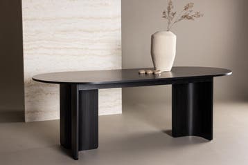 Ovale Eettafel Tyson 220x100 cm Eikenhout Zwart Fineer Jorn, Verzenden, Nieuw