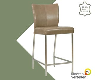Leren barkruk Revolt laag - Granada Taupe (taupe/bruin) -, Nieuw, Leer, Ophalen of Verzenden, 90 cm of meer