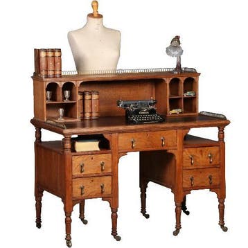 Art & Crafts bureau ca 1890 met opzet deel en open vakken No, Antiek en Kunst, Ophalen of Verzenden