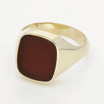 Ring - 14 karaat Geel goud - Carneool, Nieuw