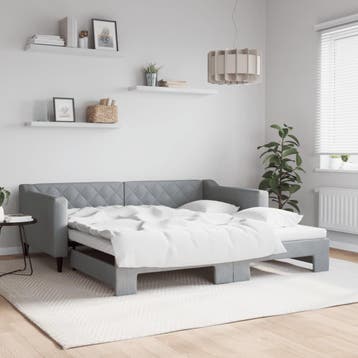 vidaXL Slaapbank met onderschuifbed 100x190 cm stof, 100 cm, Eenpersoons, Verzenden, Nieuw