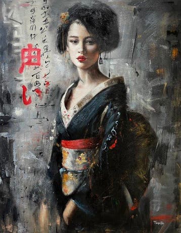 Luca Tanaka (1999) - Pioggia grigia sul kimono, Antiek en Kunst