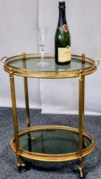 Serveerwagen - Messing, Glas - Nobel en Edel