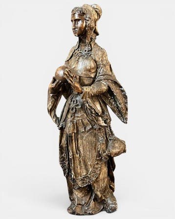 sculptuur, Vrouw in renaissance kledij - 61 cm - Gips, Antiek en Kunst