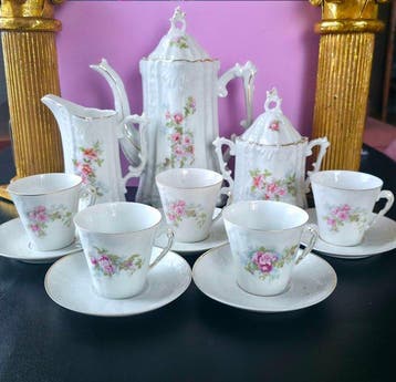 Koffie- en theeservies (11) - Porselein - vintage