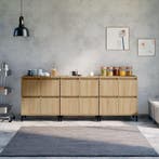 vidaXL Dressoirs 3 st 60x35x70 cm bewerkt hout sonoma, Verzenden, Nieuw, 50 tot 100 cm, 25 tot 50 cm
