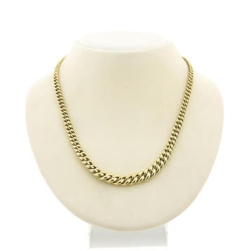 Gouden gourmetschakel collier (Ketting), Ophalen of Verzenden, Gebruikt, Overige kleuren, Goud