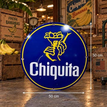Chiquita Vintage Geroest Ronde Metalen Bord 50 cm –