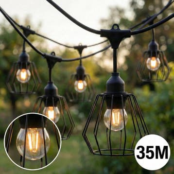 Complete Prikkabel / lichtsnoer met 35x lampenkappen, Nieuw, Ophalen of Verzenden, Netvoeding, Hanglamp