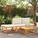 vidaXL 4-delige tuinbankset met kussens acaciahout & touw, Verzenden, Nieuw, Hardhout