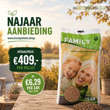 FAMILY PELLETS – 100% naaldhout | Najaardeal 409,-, Ophalen of Verzenden, Nieuw