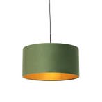 Hanglamp met velours kap groen met goud 50 cm - Combi, Huis en Inrichting, Lampen | Hanglampen, Verzenden, Nieuw, Stof, Country-rustic