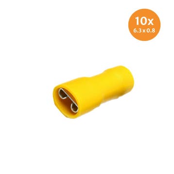 Vlakstekerhuls Geïsoleerd Geel (6,4x0,8mm) 10 Stuks, Ophalen of Verzenden, Nieuw