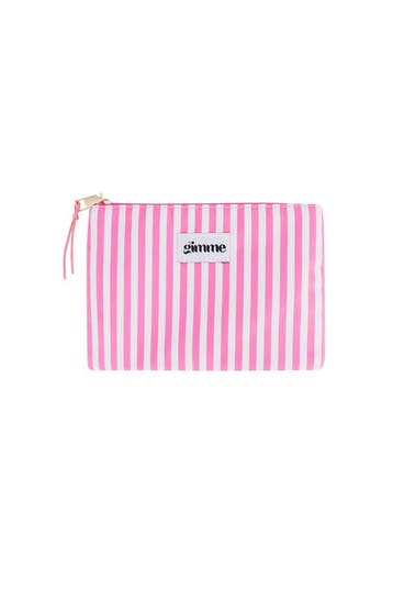Goudlief Plat toilettasje dunne streep (Make-uptassen), Verzenden, Nieuw, Roze