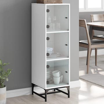vidaXL buffetkast met glazen deuren 35x37x120 cm wit, Minder dan 50 cm, Verzenden, 100 tot 150 cm, Nieuw