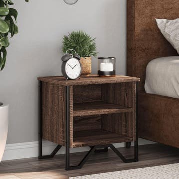 vidaXL Nachtkastjes 2 st 40x30x40 cm bewerkt hout bruin, Minder dan 45 cm, Verzenden, Nieuw, Minder dan 55 cm