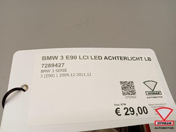 BMW 3 Serie E90 LCI LED Achterlicht Links Binnen 7289427, Auto-onderdelen, Verlichting, Ophalen, Gebruikt, BMW