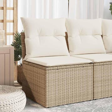 vidaXL Tuinstoel zonder armleuning met kussens poly rattan, Verzenden, Nieuw